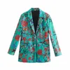 Costumes pour femmes Blazers Filles Costume Décontracté Veste Automne Col Tailleur Ocean Ainimals Printting Double Bouton Meduim Femmes Ropa De MujerWomen