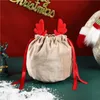 Flannelette Draw String -Tasche Elch Santa Claus Candy Geschenktüten Geweih Halloween Weihnachtskontrollbeutel Weihnachten Hängende Dekoration BH72073750