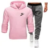 Men Causal letter printing Tracksuit Sets Brand Jacket Pants 2PC Sportwear Hoodies Sweatshirt Pant Suit Plus Size S-3XL