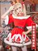 Nowa sukienka świąteczna COS Barbara Genshin Ubranie Anime Five Star Cosplay Xmas Kobieta Kostium Gry Roll Gra sukienka J220720