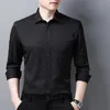 Heren jurts shirts heren zakelijk shirt solide kleur mode casual slanke witte lange mouw mannelijk merk kleding elastische anti-rimpel niet-ijzer