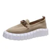 Damkedja Loafer Flats För kvinnor Rund tå Slip On Mesh Sneaker Casual Skor Tyg Andas Bekväm Promenad 220810