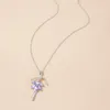 Pendant Necklaces Ballet Dance Girl Necklace Purple Crystal Dancing Ballerina Sweater Chain For Women Fashion JewelryPendant