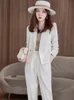 Women's Two Piece Pants Fashion Women Ladies Slim Pant Suit Black White Apricot Short Blazer And Trouser Business Interview Work Wear 2 Set