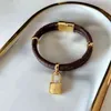 Designer Bracelet woman manwith brand luxury jewelry leather bracelet with metal lock head charm Bracelets high-end fashion couple275o