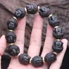 Boncuklu iplikler doğal abanoz shakyamuni Buda 17mm-18mm Tibet bilezik ahşap oyma iplikçik lars22