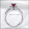 Hochzeitsringe Schmuck Großhandel- Red CZ Diamond Sier Damen Ring Luxus Designer Vintage mit Box B DHTLN