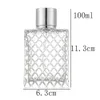 50pcs 100ml Square Grids Portable Clear Travel Refillable Perfume Glass Empty Bottle for Cosmetic Container