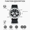 Zegarek na rękę Goldenhour Męski Dual Display Watches Watches Fashion Luksusowe płócienne paski zegarek na rękę Chronograph Male Sports