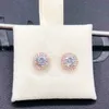 ラウンドスパークルハロースタッドピアス CZ ダイヤモンド 925 スターリングシルバー女性メンズウェディングギフトとオリジナルボックスセットパンドライヤリング