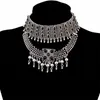 Chokers Bohemian Vintage Alloy Black Stone Choker Necklaces For Women Gypsy Tribal Turkish Chunky Necklace Festival Party Jewelry Gift Sidn2