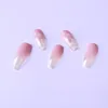 Falska naglar 24 st med vit fjäril design ballerina franska falska nagelips Tryck på konstgjord full täcke manikurefalse