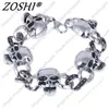 Zoshi cor homens de aço de alta qualidade motociclista homem crânio encantos pulseira cadeia preço de fábrica pulseiras pulseiras