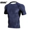 Aismz serpent chemise de Compression à manches courtes hommes séchage rapide Rashgard homme gymnases vêtements Fitness réservoir homme T-Shirts MMA hommes