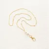 Chains Gold Chain Imitation White Pearl Necklace ID Badge Holder Keychain Lanyard Coworker GiftChains