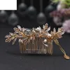 Headpieces Wedding Hair Comb Pearl Alloy Leaf Bridal Hair Combs Rose Gold Flower with Ornament Banquet