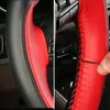 Steering Wheel Covers Double Color Stitching Genuine Leather 15 Inch Cover Braiding Sport Style For Automotive Internal Accessories SetSteer