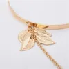 Bohemian Leaf Charm Upper Arm Bracelet Metal Leaves Tassel Pendants Arm Cuff Bangle Bracelets for Women Fashion Jewelry GC1174