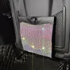 Car Organizer Bling Auto Hanging PU Leather Rhinestone Seat Back Storage Container Glitter Stowing Tidying AccessoriesCar