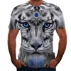 Animale stampa 3D Mens T-shirt manica corta Allentati Casual Tiger Pattern Top Casual New Wolf Dog Adolescenti Abbigliamento