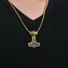 Classic Design Viking Men Carving Hammer Pendant Necklace Antique Stainless Steel Jewelry for Gift