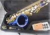 Suzuk eb alto saxofon blå guld nyckel sax drop e nyckel saxofon profesion spelande musikinstrument med lådtillbehör