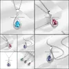 Strands Strings Necklaces Pendants Jewelry 925 Sier Water Drop Necklace Collarbone Chain Female Crystal Inlaid Pendant Simple Temperament