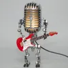 Lampada robot microfono vintage suonare le luci a led per scrivania per chitarra in miniature artigianato dell'ufficio decorazione per la casa 220426