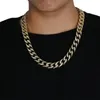 Ketens hiphop bling ijs uit cz zirkon stenen goud kleur cubaanse miami link ketting kettingen voor mannen rapper sieraden drop