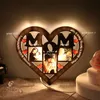 Gepersonaliseerde hartvormige nachtlamp aangepaste pottext puzzel LED USB Woodacryl Momdad Family Unieke geschenken voor moederdag 220711