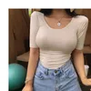 See Through Top Korean Style T Shirt Women Elasticity T-shirt Short Sleeve Woman Clothes Slim Female Tee Femme