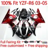 100% Fit OEM Body для YAMAHA YZF-R6 YZF600 YZF R 6 600 CC 03-05 Кузов 9NO.3 YZF R6 600CC YZFR6 03 04 05 CoSling YZF-600 2003 2004 2005 KIT KITE RED FLIES