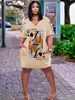 Plus Size Dresses Dress Poker Letter Print High Street Loose Basic Outfits Summer Women ClothingsPlus