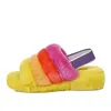 2023 vrouwen pluisje ja glijden harige sandalen slippers slippen sandaal oh Australi￫ fuzzy soft house dames dames geel blauw rode schoenen bont