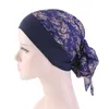 Delle donne Musulmane Hijab Cancro Chemio Cap Fiore Stampa Cappello Turbante Copertura Perdita di Capelli Testa Sciarpa Avvolgere Pre-Legato Copricapo strech Bandane