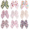 Boutique Flower Printed Bow Girls Hairn Pins Big Bowknot Hair Clips for Girls