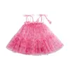 Girl039s Robes Bébé Filles Slip Robe Tout-petits Style Doux Fleur Couleur Mixte Tie Up Bandoulière Sans Manches Maille Princesse S6511438