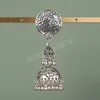 Gioielli indiani vintage Boho Colore argento etnico Due campane Orecchini pendenti con nappe Orecchini Jhumka turchi intagliati ossidati