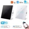 EU WIFI Smart Switch Single Fire Touch Switches Neutral Fire 100-240V Ondersteuning Power-off Memory Alexa Tuya App Google Home.