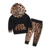 14 estilos Bebê Leopard Roupas Floral Cópia Capuz Chapúsculo Tops Cute Hoody Camiseta + Calças Longas Roupa Recém-nascido Crianças Roupas De Designer