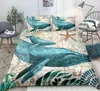 Sea Turtle Bedding Ocean Duvet Cover Set Teal Mediterranean Style Marine Themed Design Sets Queen King Twin Size