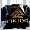البطانيات The Vikings الاسكندنافية القديمة الاسكندنافية النورس المحاور 3D لينة رمي بطانية خفيفة الوزن الفانيلا