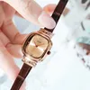 Caijiamin -Women 27mm新しいシックな小さなスクエアウォッチレディースウォッチレトロシンプルベルト防水石英腕時計