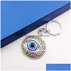 Nyckelringar Fashion Jewelry Turkish Symbol Evil Eye Ring Vintage Blue Keychain Drop Delivery DHOFS
