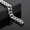 14mm 8.26 Inch Polished Stainless Steel Cuban Curb Link Chain Bracelet for Mens Boys Jewelry