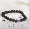 Klassiska lava vulkaniska stenpärla armband 8mm läkande balans reiki yoga elastiska armband justerbara juveler för män