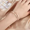 Hjärtguld Bangle Diamond Armband för kvinnor Snake Womens Designer smycken Rostfritt stål Menskvinnor Armband Engagemang Bröllopspresent