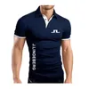 고품질 J Lindeberg 골프 폴로 클래식 브랜드 남성 셔츠 캐주얼 솔리드 반소매 코튼 폴로 220705