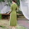 Kvinnors etniska kläder tang kostym kinesisk vintage cheongsam bomullsilke klänning elegant orientalisk qipao asiatisk dräkt