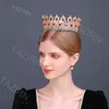 Luksusowy Royal Wedding Round Tiaras Big CZ Korony Arabskie Dla Kobiet Cubic Cyrkonia Duże Arabia Saudyjska Złota Headpiece Biżuteria Włosów AA220323